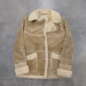 Women's Tan 80s VTG Shearling Jacket 14 Measurements